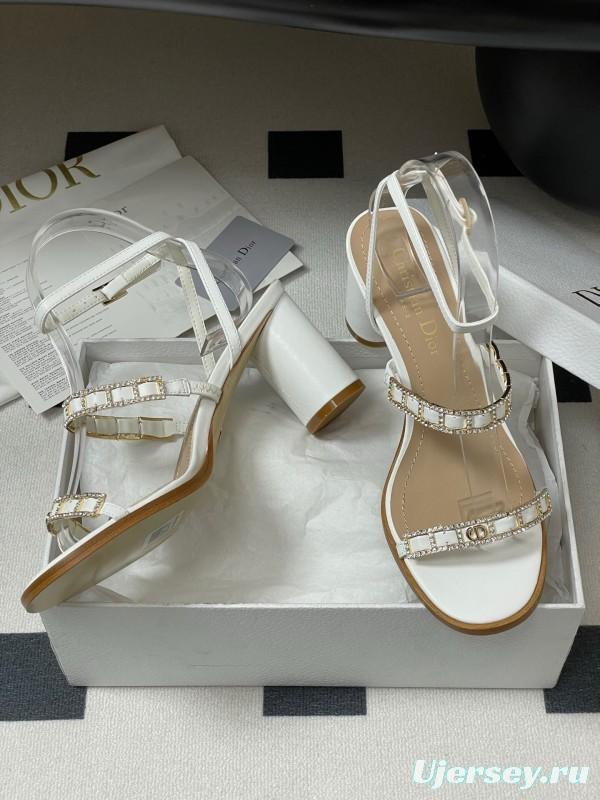 Dior D-lssime Heeled Sandals with Crystal Embellishments and Cross Straps - 2025SS