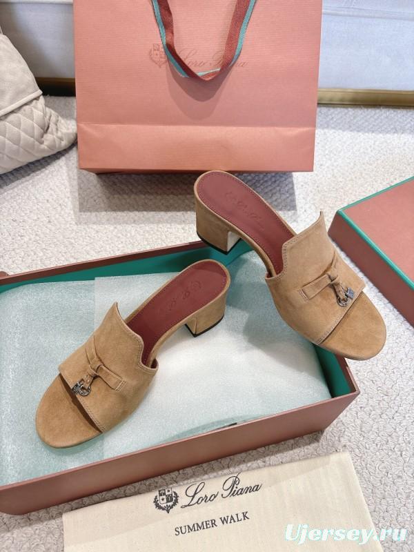 2025 Women LP Beige Suede Mule Sandals