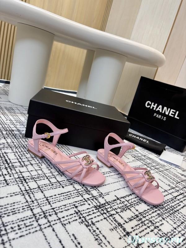 2025 Women Chanel Pink Lambskin Sandals LY00270