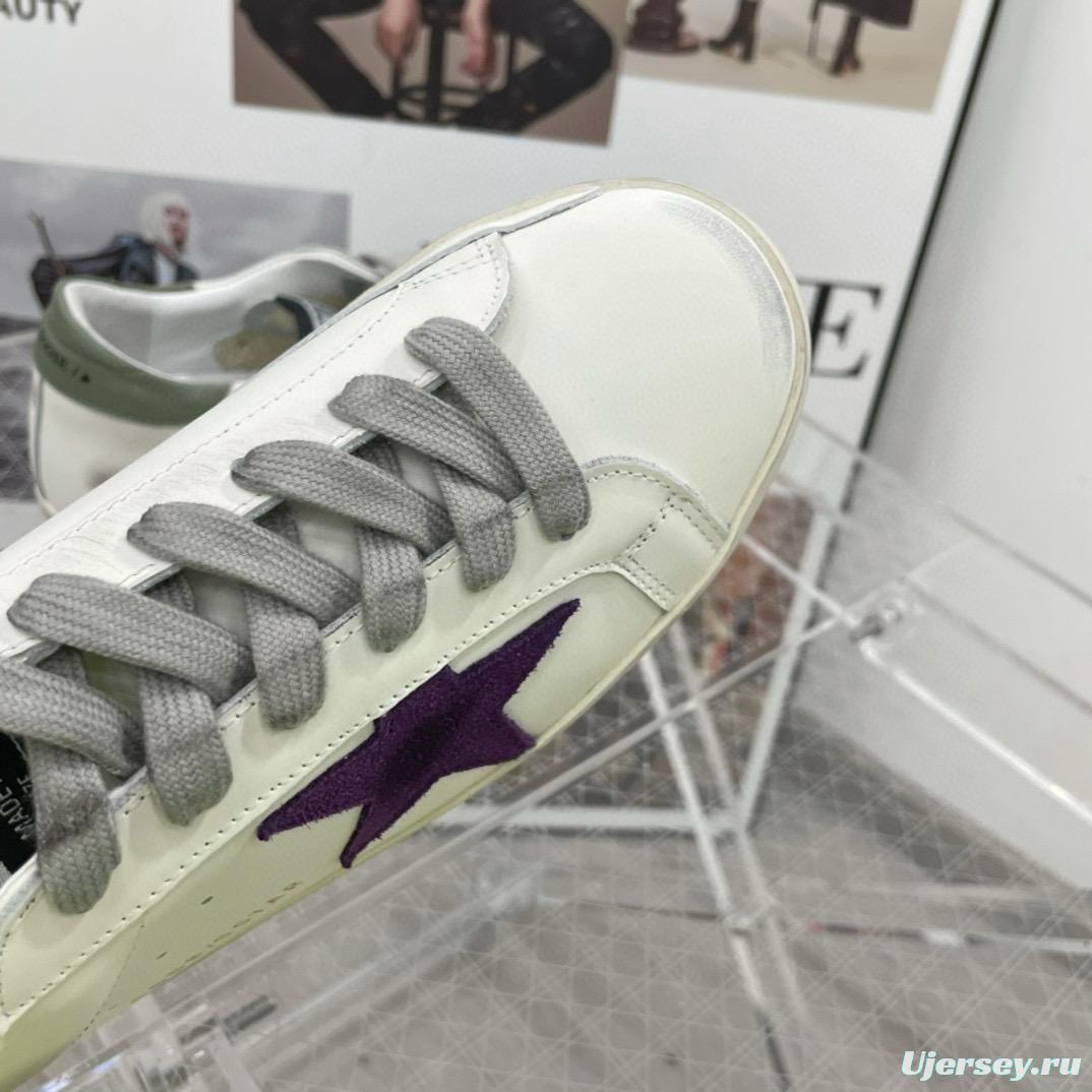 2025 Women GGDB White Purple Leather Sneakers