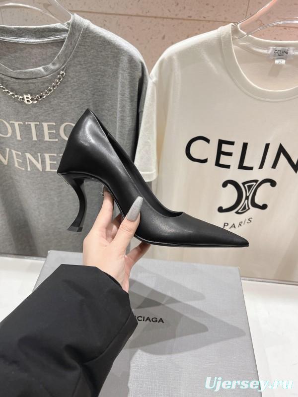 2025 Women Balenciaga Black Leather High Heels