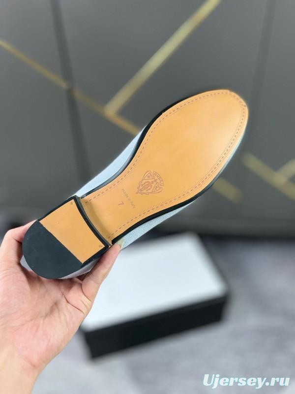 2024 Women Gucci Light Blue Suede Loafers MJ00280