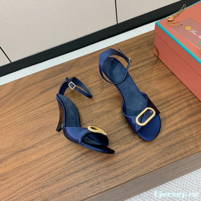 2025 Women Le Parmentier Navy Silk Sandals KFY00280