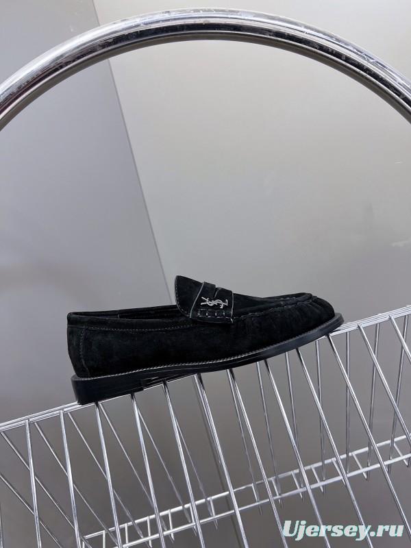 2025 Women Yves Saint Laurent Black Suede Loafers