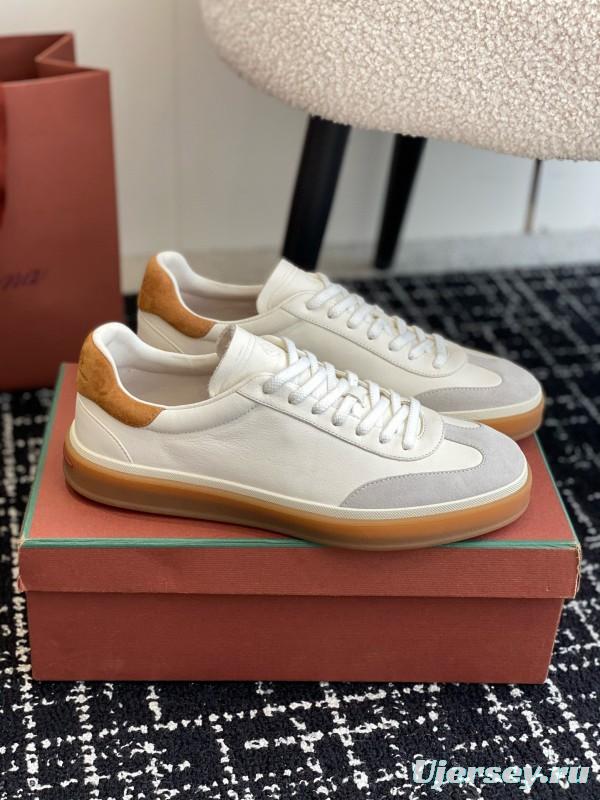 2024 Unisex Loro Piana White Beige Leather Calfskin Plimsolls MJ00320