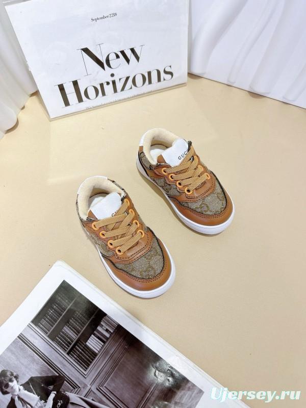 2024 Kids GG Brown Tan Leather Sneakers