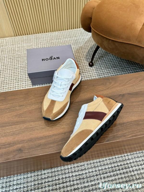 2025 Men HOGAN Beige White Burgundy Suede Leather Sneakers