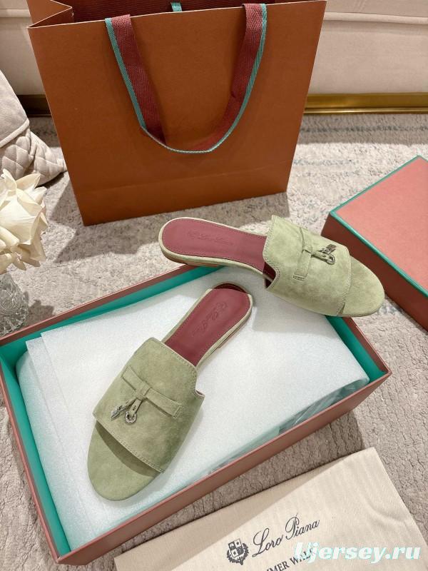 2025 Slippers LP Light Green Suede Slippers