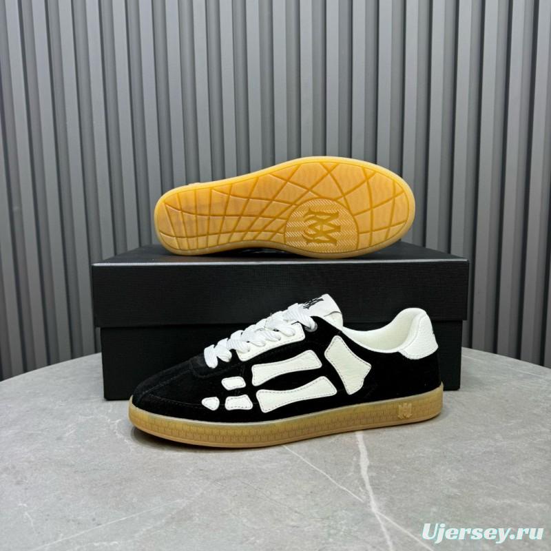 2024 Unisex Amiri Black White Suede Leather Sneakers MJ00300