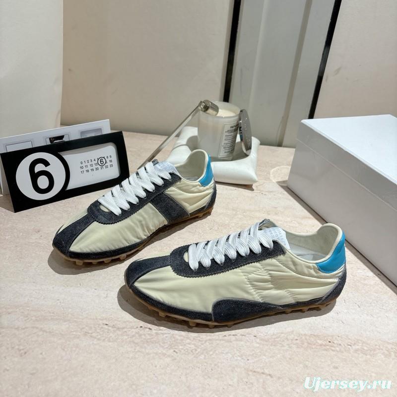 2025 Unisex Maison Margiela White Black Nylon Suede Sneakers Vintage Effect