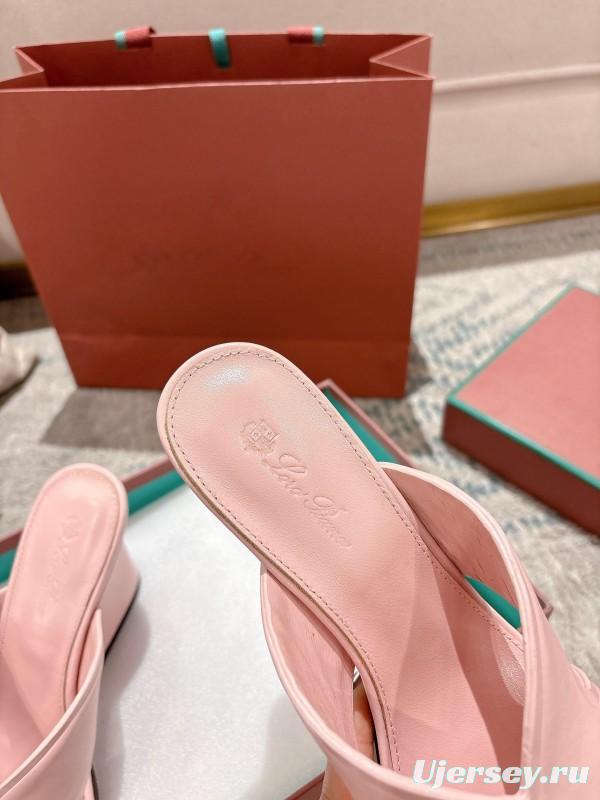 2025 Women Le Parmentier Pink Leather Heeled Sandals