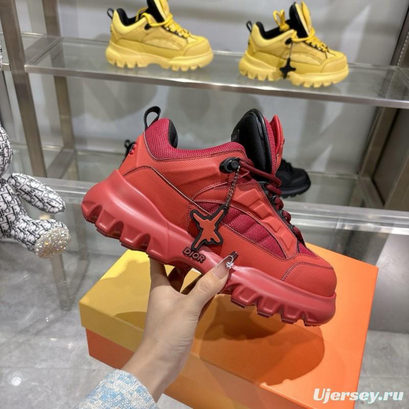 2024 Unisex Dior Red Fabric Leather Sneakers MJ00380