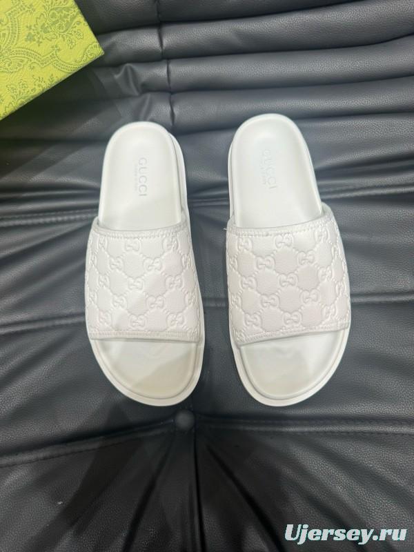 2024 GUCCI White Leather Slippers MJ00200