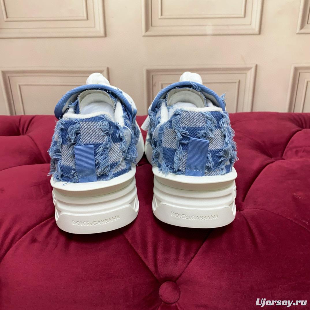2024 Women Dolce & Gabbana Blue Denim Canvas Sneakers