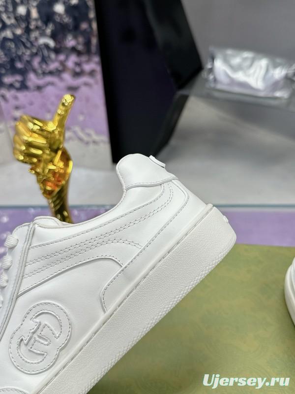 2024 Unisex Gucci White Leather Suede Sneakers MJ00310