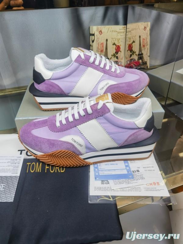 2025 Unisex TOM FORD Purple White Suede Leather Sneakers LY00360(F)/LY00370(M)