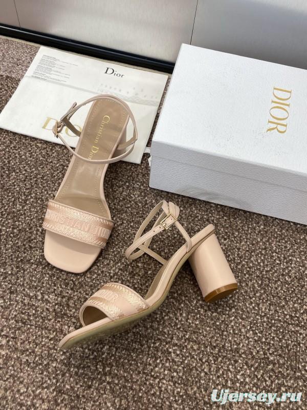 2025 Women Dior Beige Calfskin Heel Embroidery KFY00280