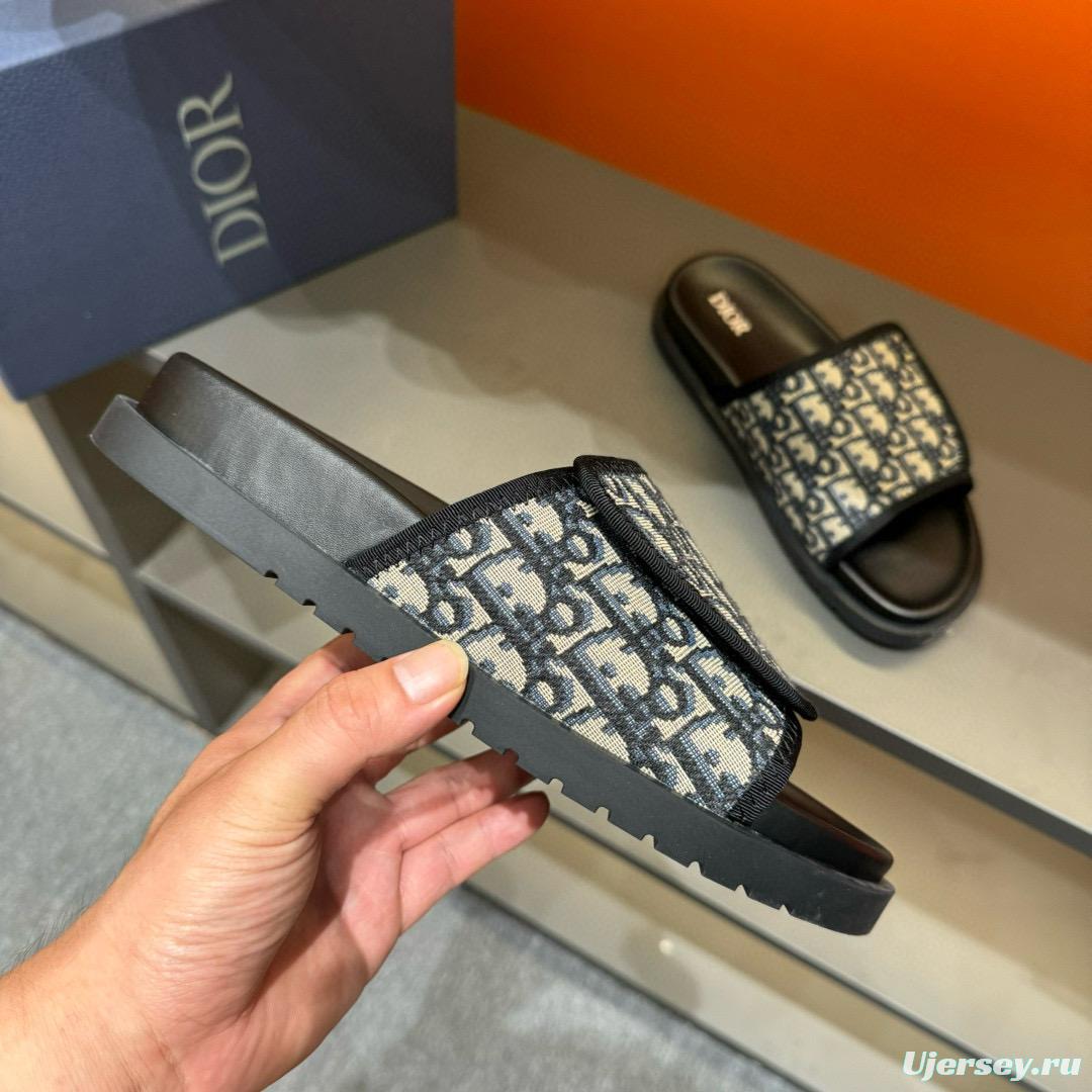 2024 Slippers Dior Black Canvas Slippers MJ00180