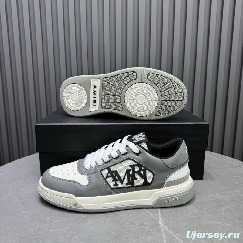 2025 Unisex Amiri White Grey Leather Sneakers MJ00360
