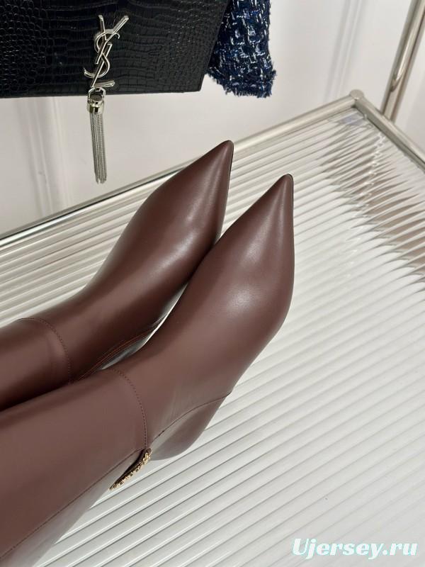 2024 Women Gucci brown calf leather boots chain MJ00550