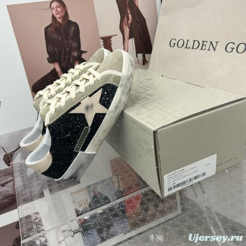 2025 Women GGDB Black Glitter Suede Leather Sneakers MJ00260