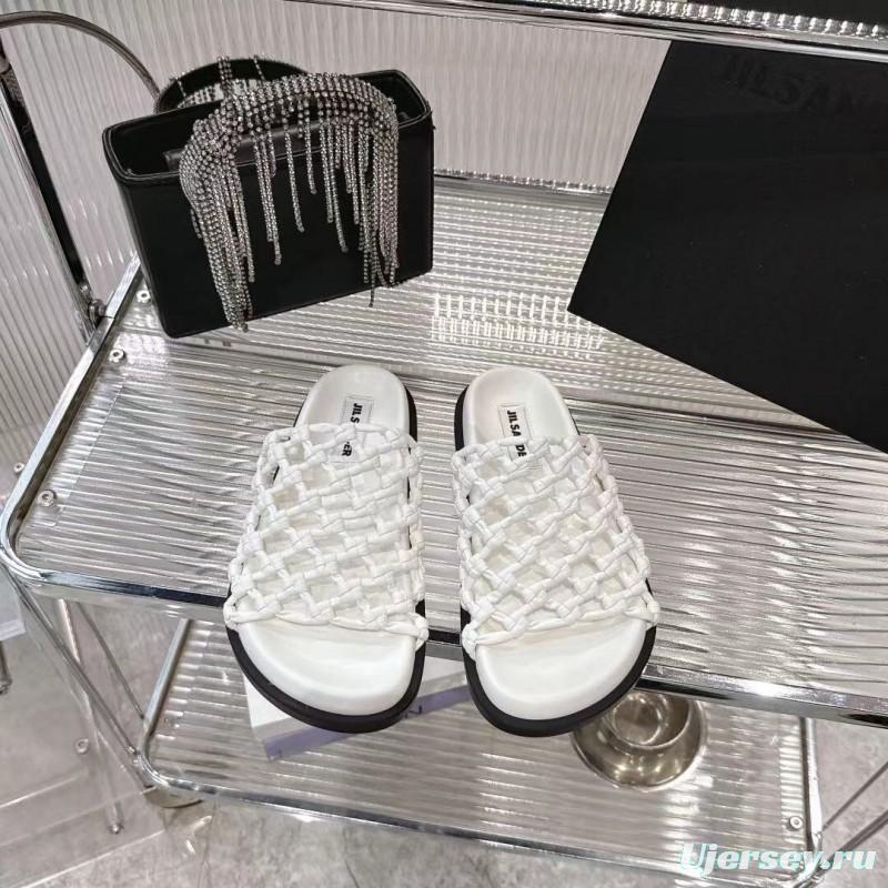 2025 Slippers Jil Sander White Leather Woven