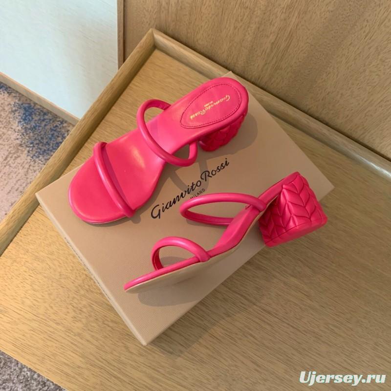 2025 Women Gianvito Rossi Pink Leather Sandals KFY00260