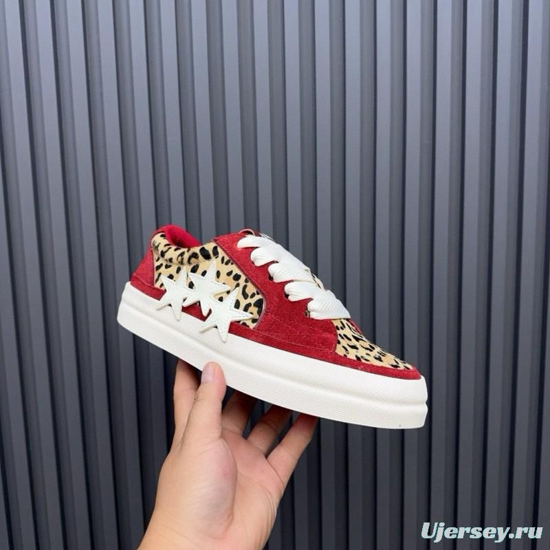 2024 Unisex Amiri Red Leopard Suede Leather Sneakers MJ00300