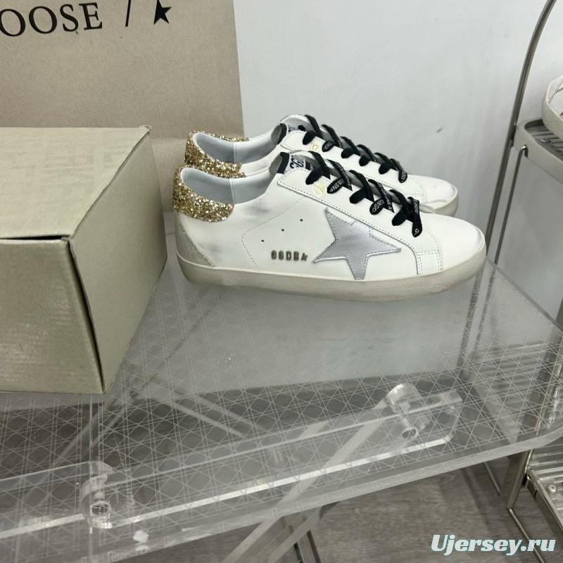 2025 Women GGDB White Silver Gold Leather Glitter Sneakers