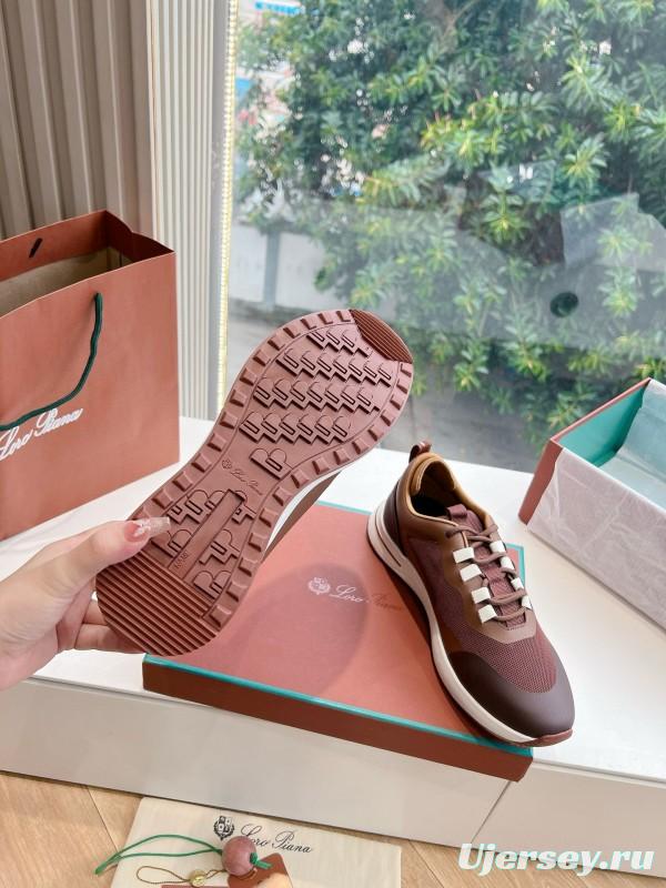 2024 Unisex Le Parmentier Brown Beige Mesh Leather Sneakers