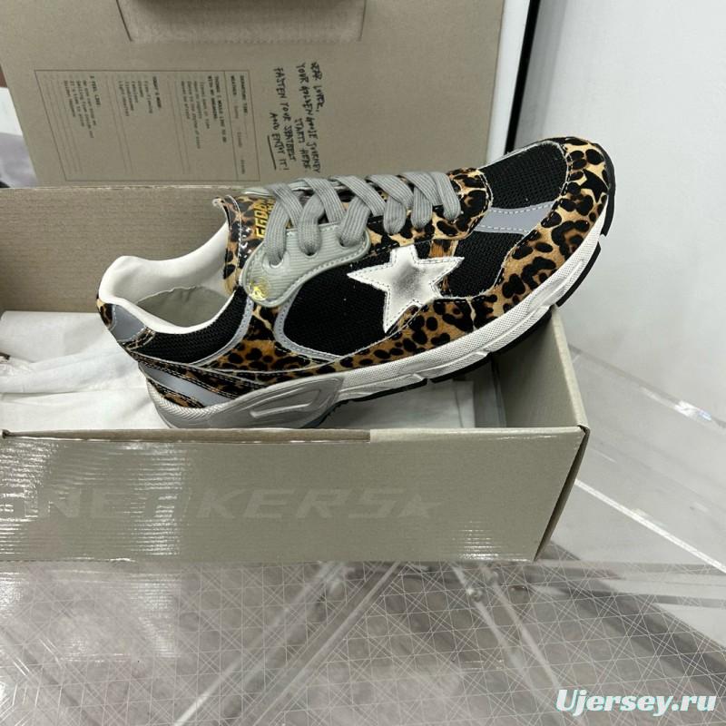 2024 Women GGDB Leopard Black Grey Mesh Leather Sneakers