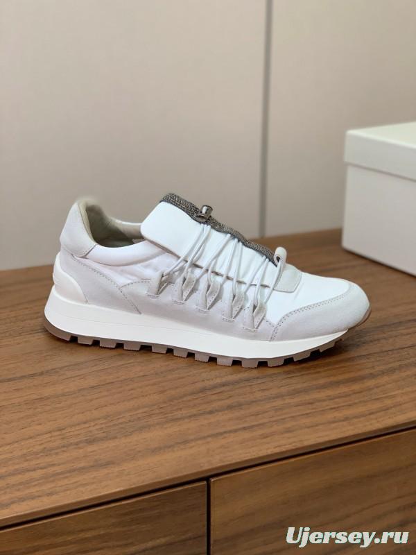 2025 Men Brunello Cucinelli White Leather Casual Sneakers