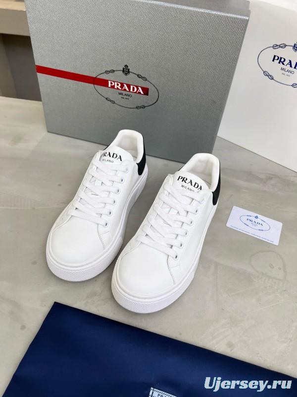 2024 Unisex Prada White Black Leather Sneakers MJ00310