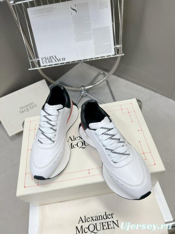 2024 Unisex Alexander McQueen White Black Grey Red Leather Sheepskin Sneakers MJ00370