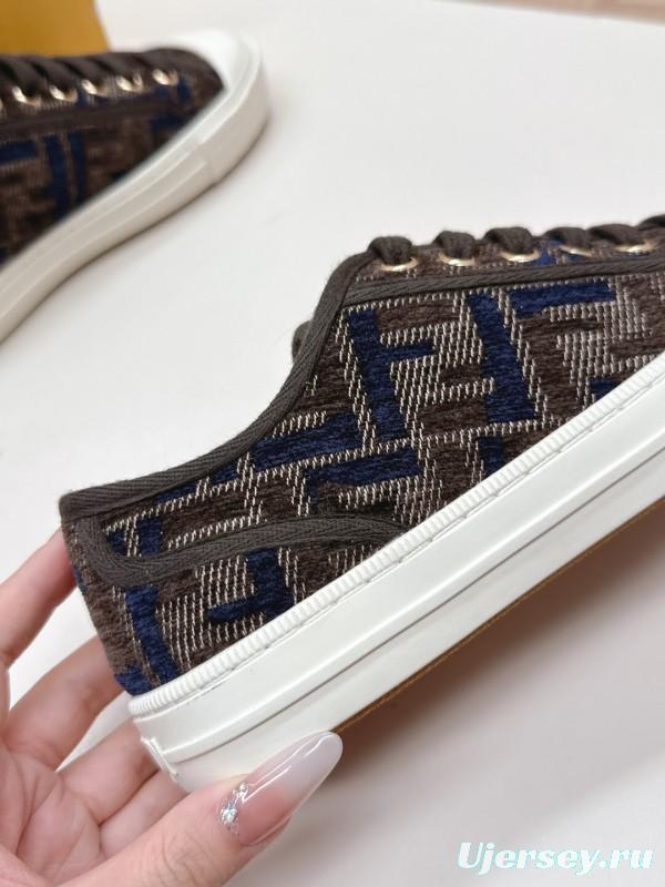 2025 Women Fendi Brown Black Canvas Sneakers LY00280