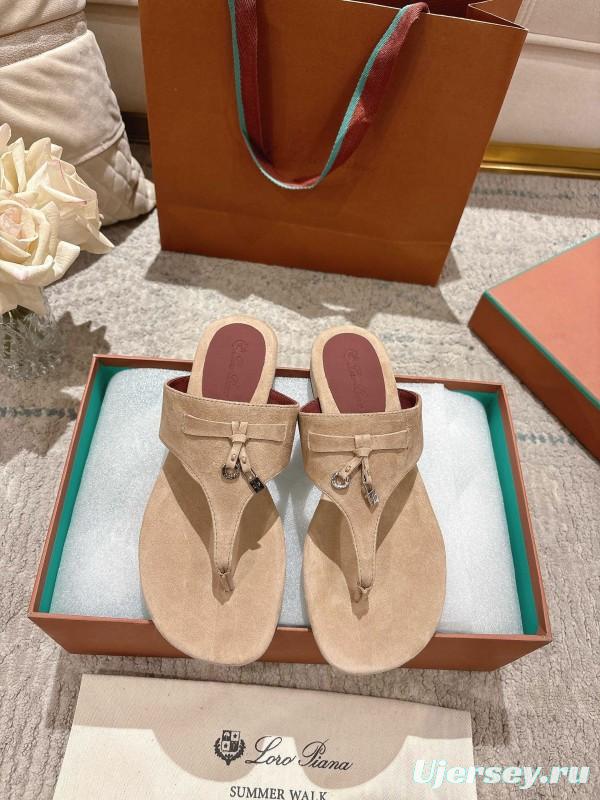 2025 Slippers LP Beige Suede Thong Sandal LY00250