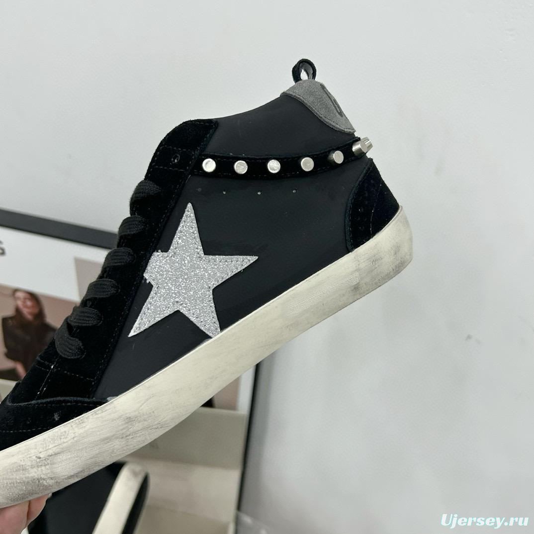 2024 Unisex GGDB Black Silver Suede Leather High Top Sneakers MJ00300