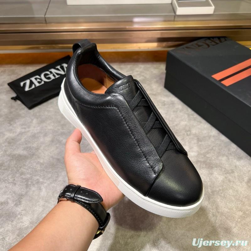 2024 Men Ermenegildo Zegna Black Calfskin Sneakers