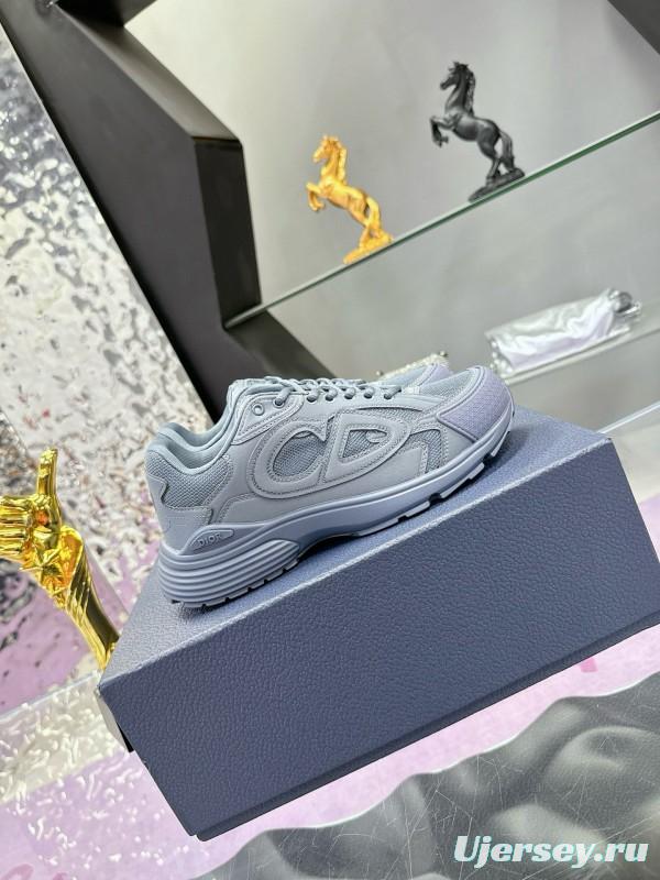 2024 Unisex Dior Stone Island Grey Mesh Tech Fabric B30 Sneakers MJ00330