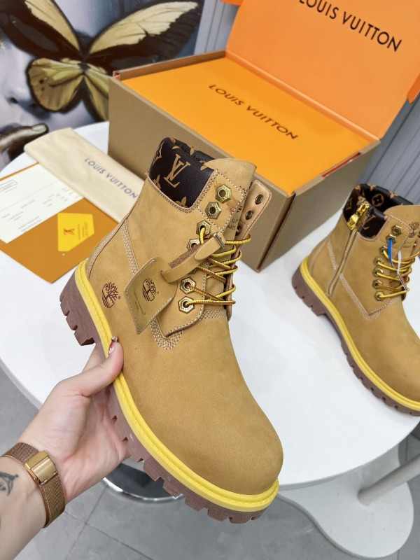 2024 Unisex Louis Vuitton Brown Waterproof Leather Ankle Boots Monogram MJ00450