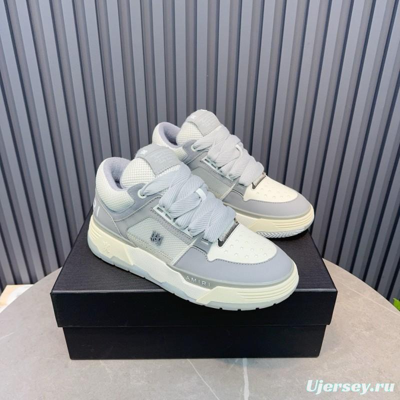 2024 Unisex Amiri Grey White Leather Suede Sneakers MJ00360