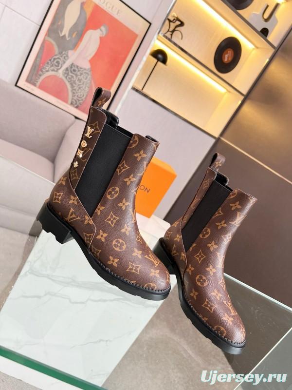 2024 Women Louis Vuitton Brown Leather Boots MJ00310