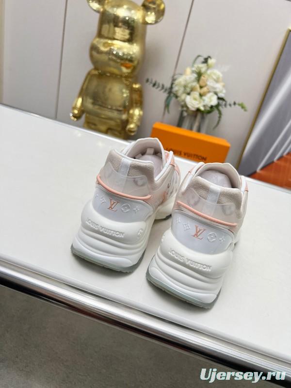2025 Unisex Louis Vuitton Pink White Leather Tech Fabric Sneakers Monogram LY00340
