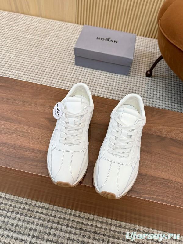 2025 Unisex HOGAN White Leather Suede Sneakers H671