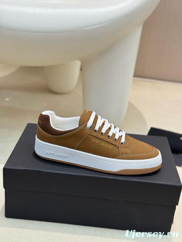 2024 Unisex Yves Saint Laurent Brown Canvas Leather Casual Sneakers