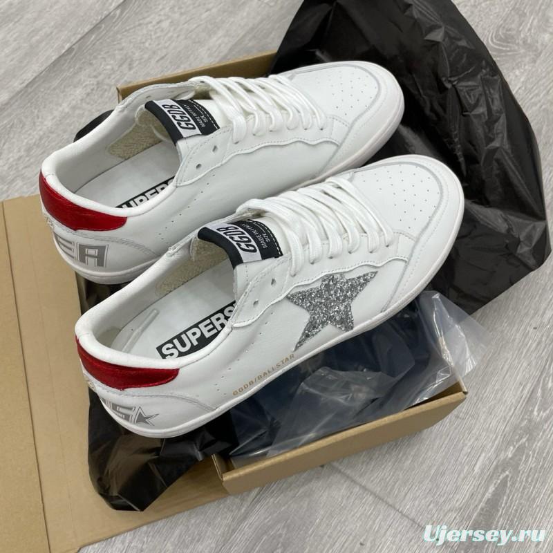 2024 Unisex GGDB White Silver Glitter Leather Sneakers MJ00260