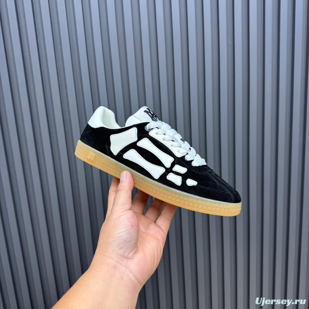 2025 Unisex Amiri Black White Leather Suede Sneakers Skeleton Design LY00280