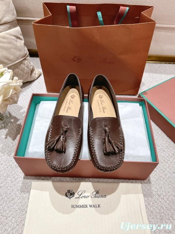 2025 Women LP Brown Leather Loafer Tassel LY00291