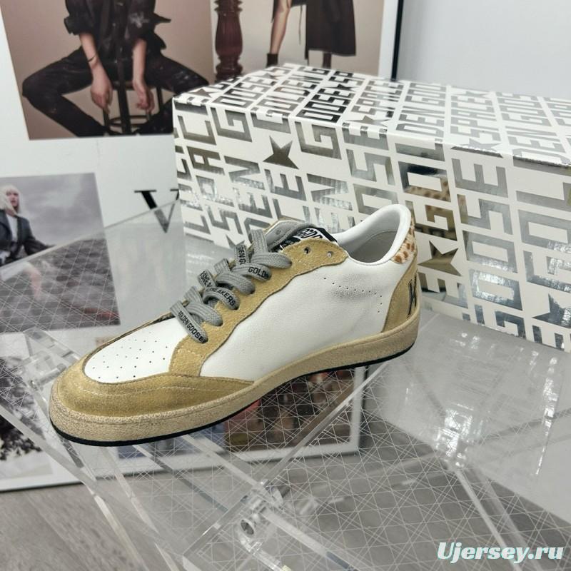 2024 Unisex GGDB White Beige Glitter Suede Leather Low Top Sneakers MJ00260