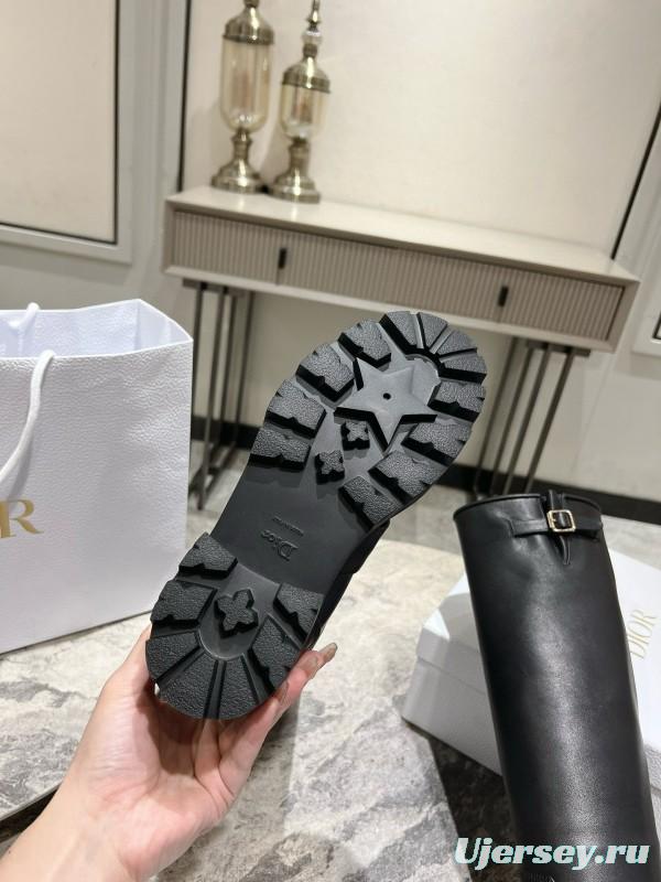 2024 Women Dior Black Leather Boots CJ Serial